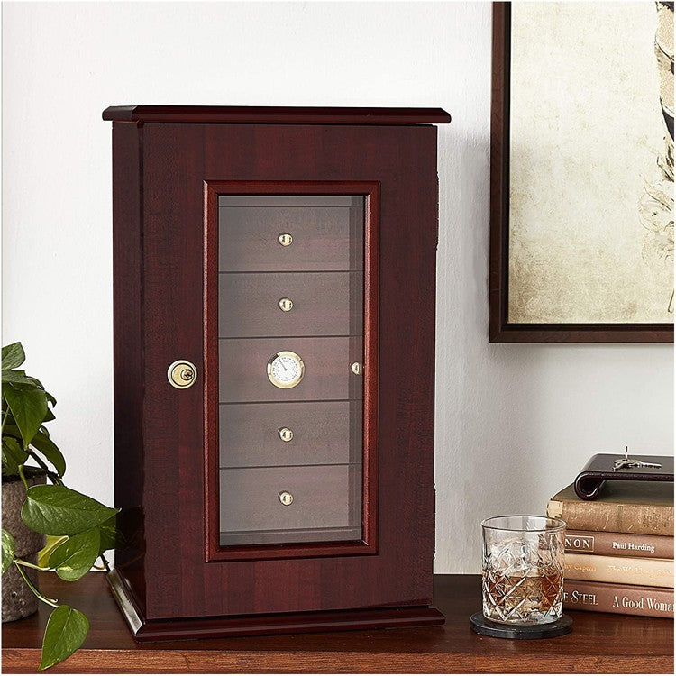 Prestige Import Group Charleston Desktop Humidor Gloss Cherry Seven Drawers