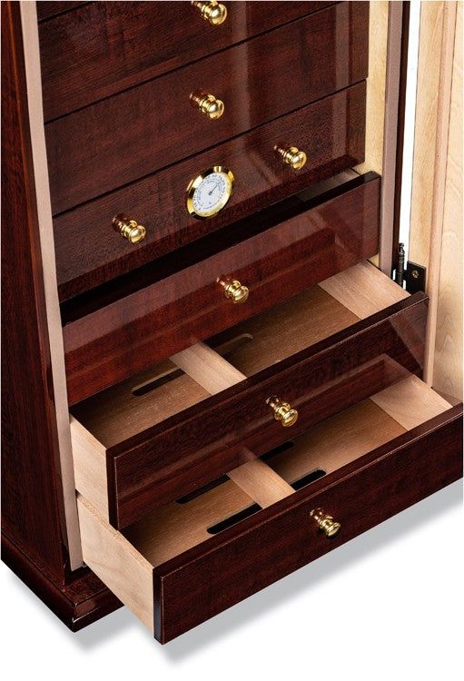 Prestige Import Group Charleston Desktop Humidor Gloss Cherry Seven Drawers