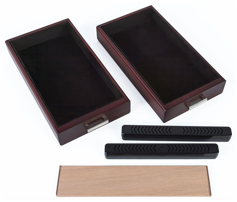 Cherry Glass-Top Desktop Humidor with Storage Drawers and Hygrometer