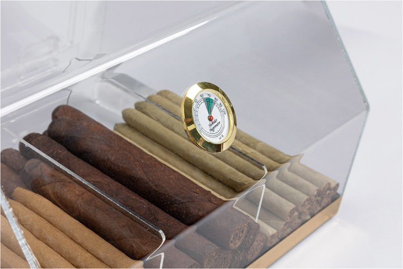 Prestige Import Group Clear Acrylic 75-Cigar Countertop Humidor with Hygrometer