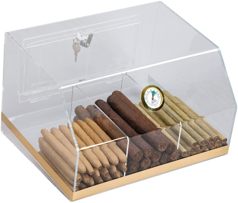 Prestige Import Group Clear Acrylic 75-Cigar Countertop Humidor with Hygrometer