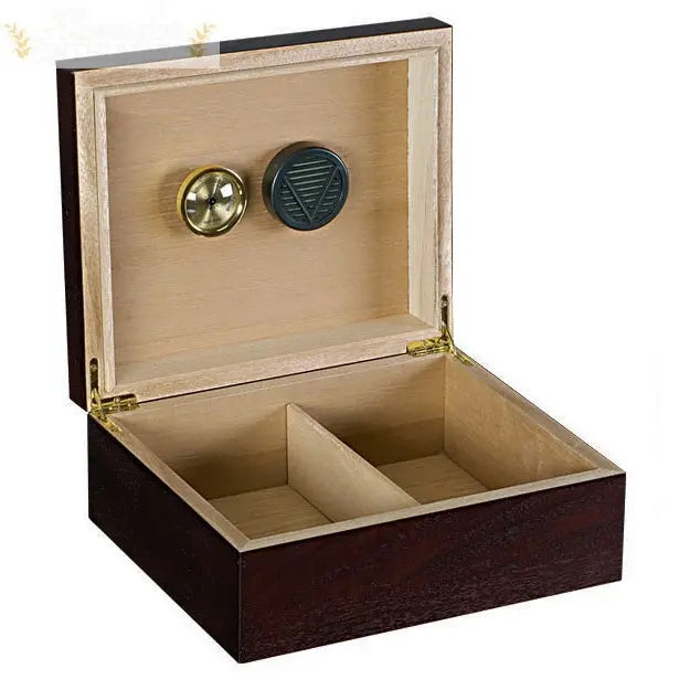 Dark Walnut Desktop Cigar Humidor with Hygrometer and Humidifier