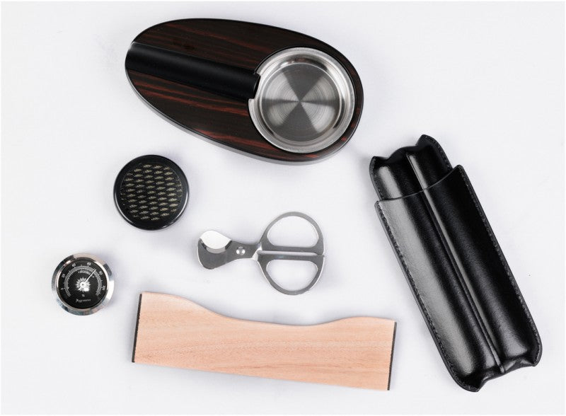 Davenport 50-Count Ebony Desktop Humidor with Cedar Lining Accessory Kit