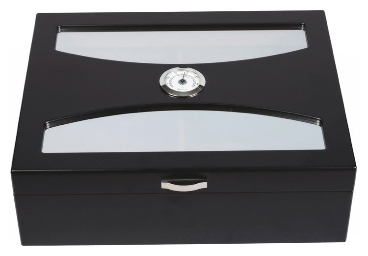 Delano Black Matte UV Glass Desktop Humidor 100 Cigar Capacity