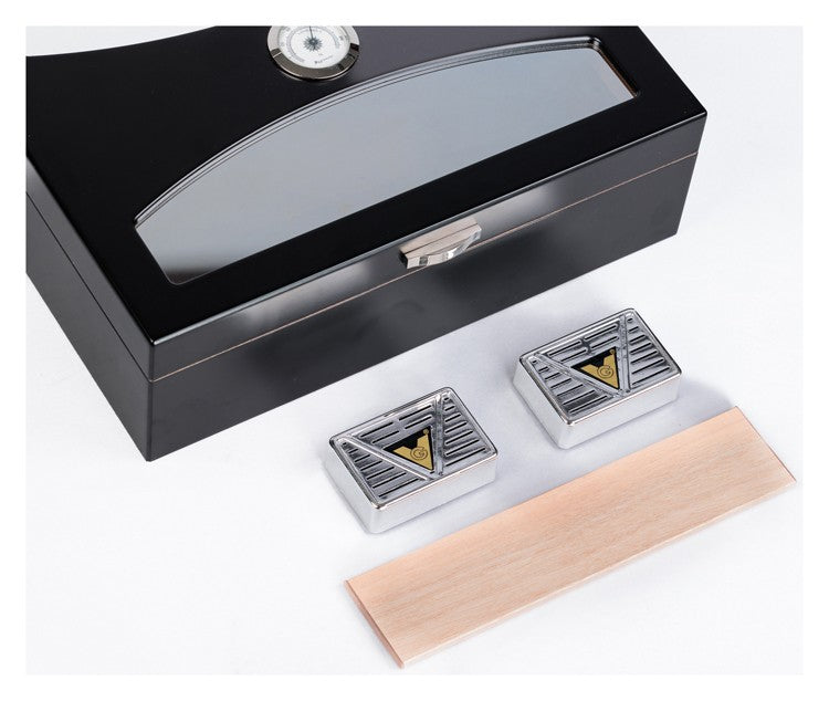 Delano Black Matte UV Glass Desktop Humidor 100 Cigar Capacity