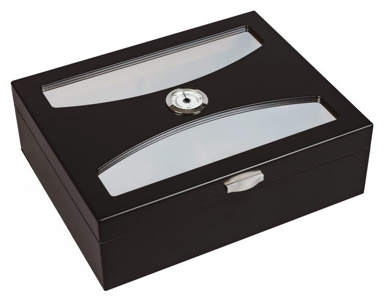 Delano Black Matte UV Glass Desktop Humidor 100 Cigar Capacity