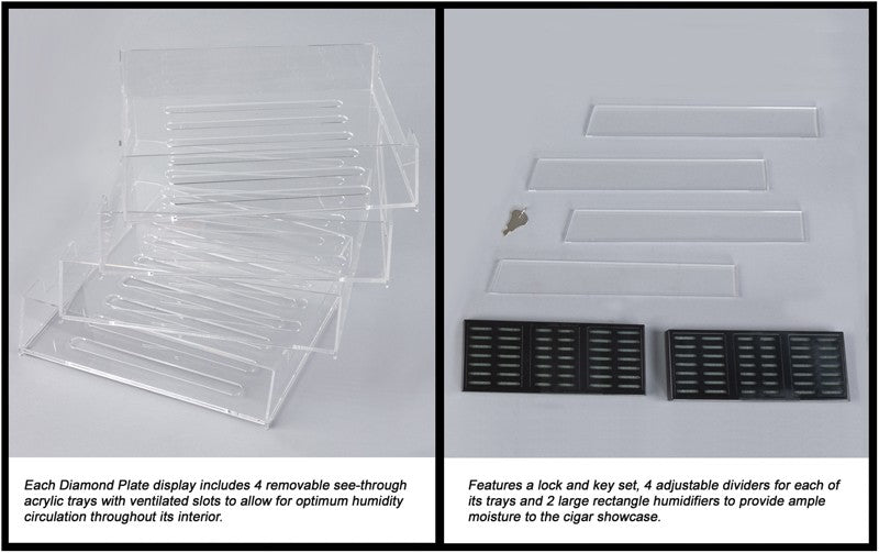Prestige Import Group Diamond Plate Acrylic Commercial Display Humidor Cabinet