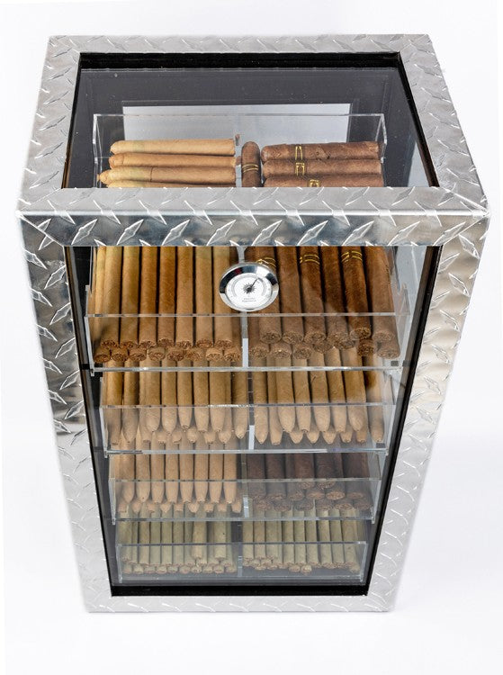 Prestige Import Group Diamond Plate Acrylic Commercial Display Humidor Cabinet