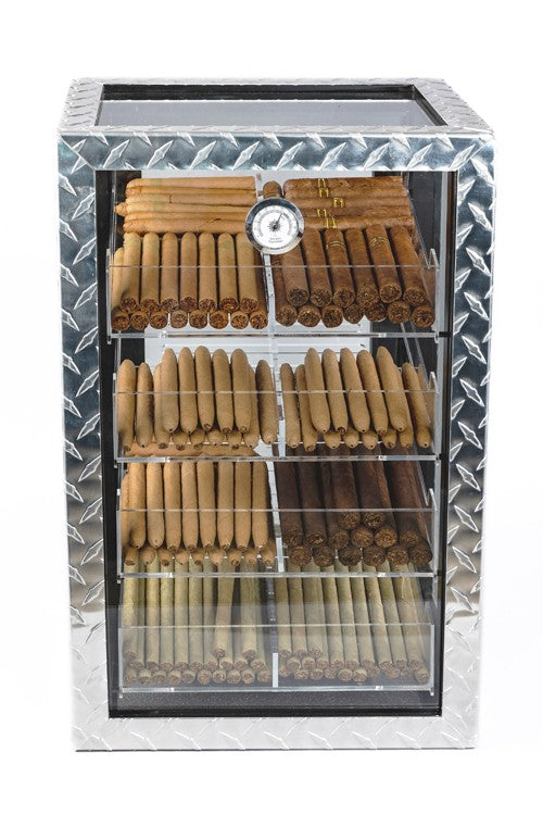 Prestige Import Group Diamond Plate Acrylic Commercial Display Humidor Cabinet