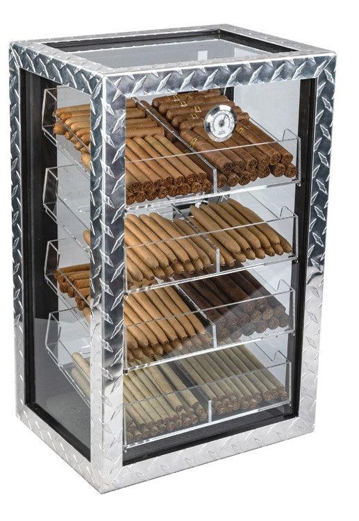 Prestige Import Group Diamond Plate Acrylic Commercial Display Humidor Cabinet