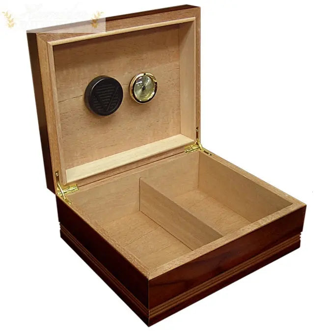 Duke Routed Edge Walnut Desktop Cigar Humidor with Cedar Lining