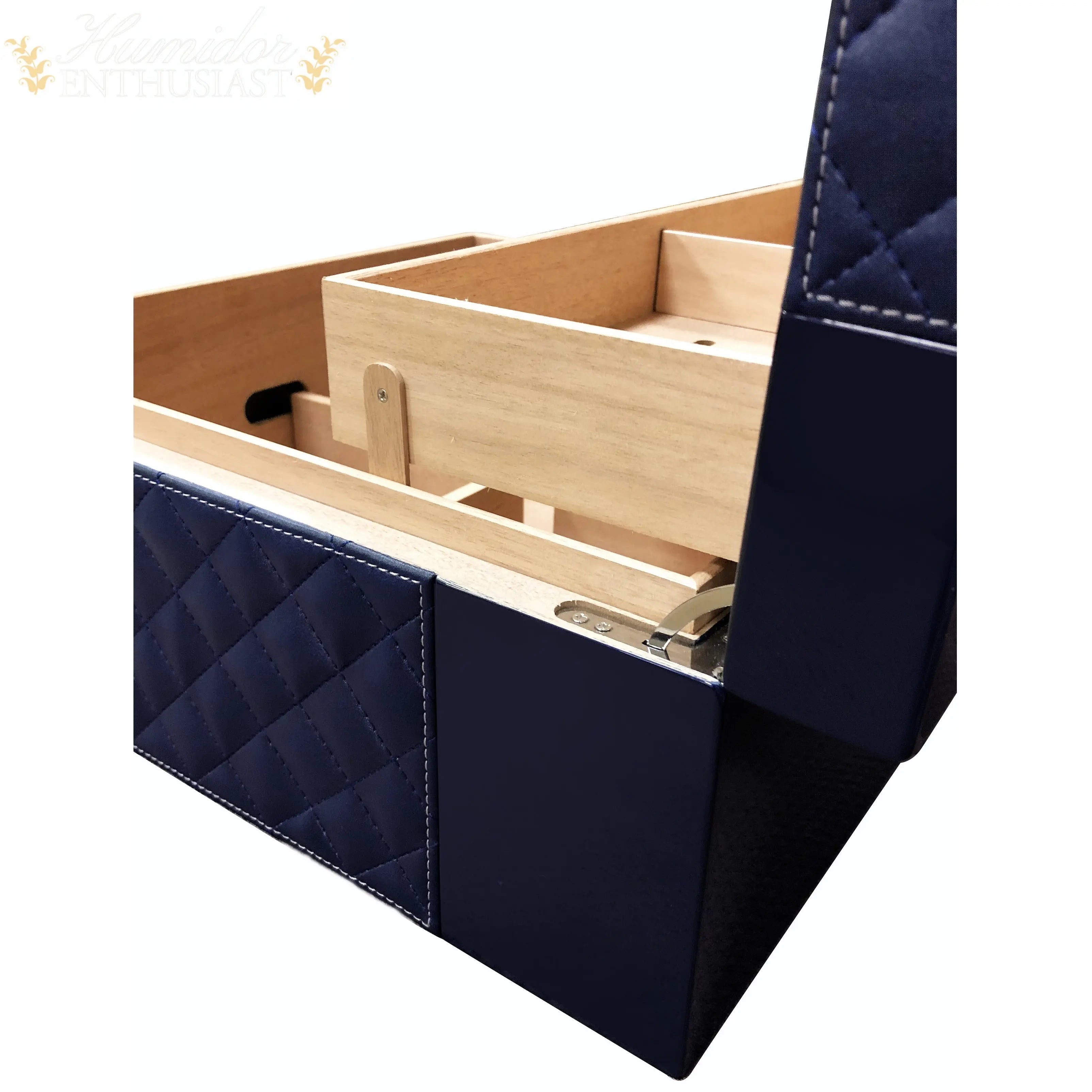 Prestige Import Group Hampton Leather-Pattern Desktop Cigar Humidor, 200-Count