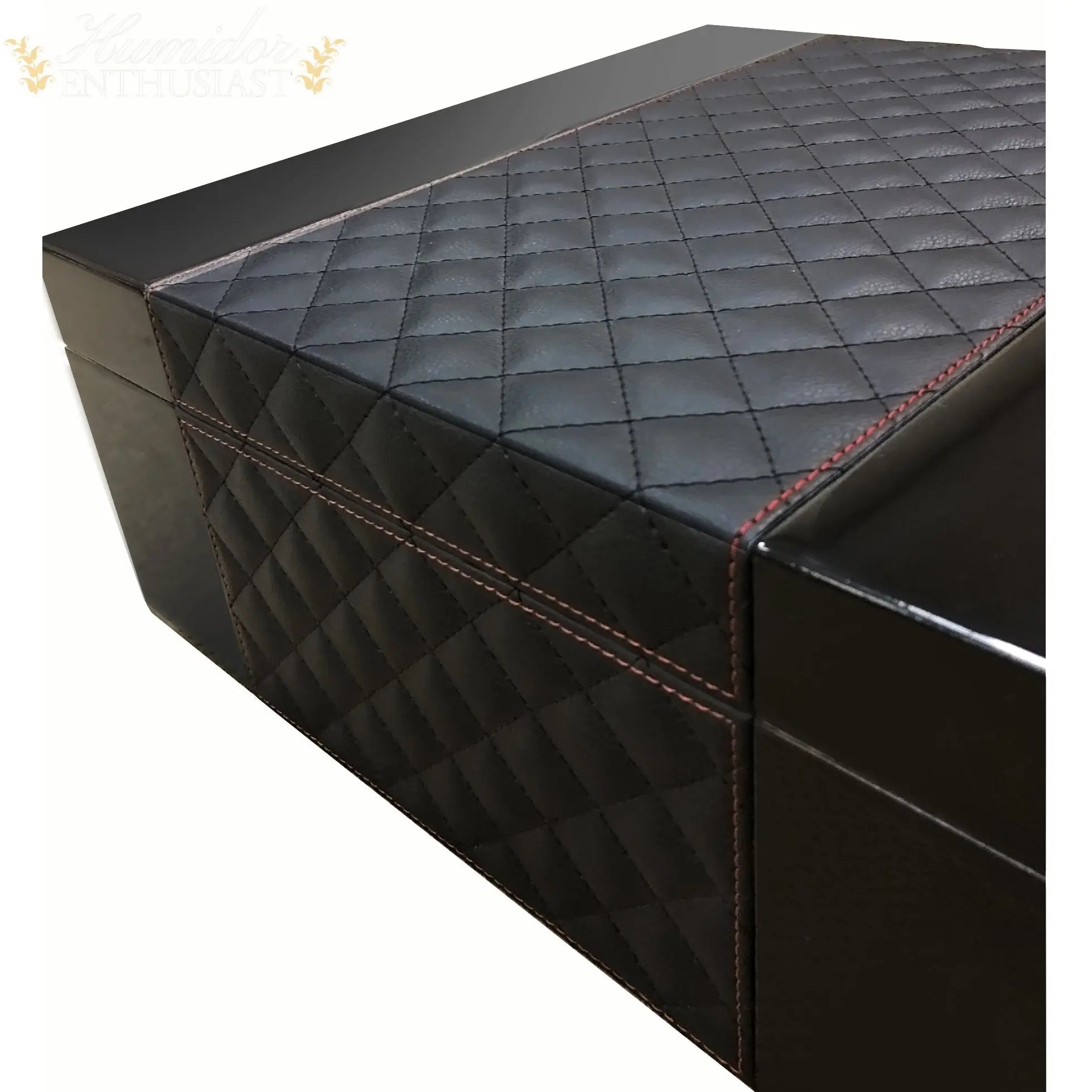 Prestige Import Group Hampton Leather-Pattern Desktop Cigar Humidor, 200-Count