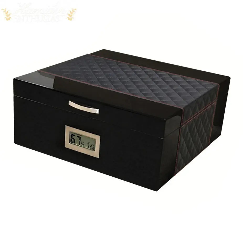 Prestige Import Group Hampton Leather-Pattern Desktop Cigar Humidor, 200-Count
