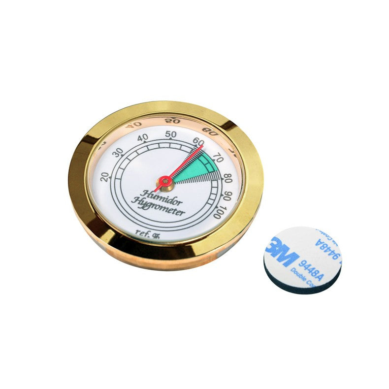 Prestige Import Group Gold Bezel Glass Face Hygrometer for Humidor