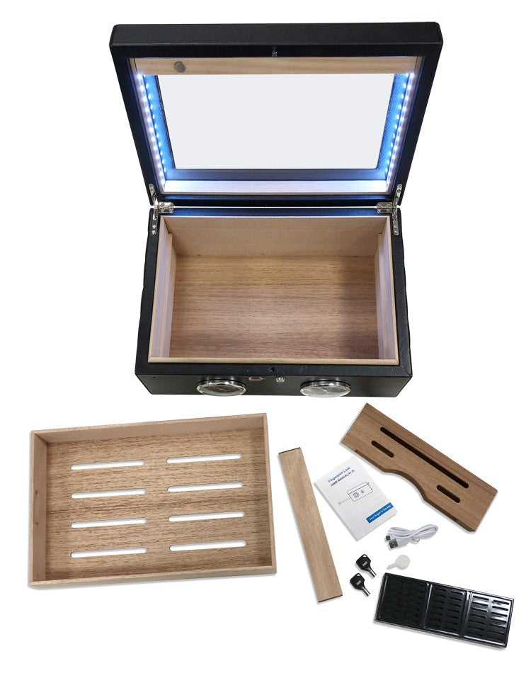 LemansGT 120-Count Biometric Fingerprint Humidor with LED Lighting
