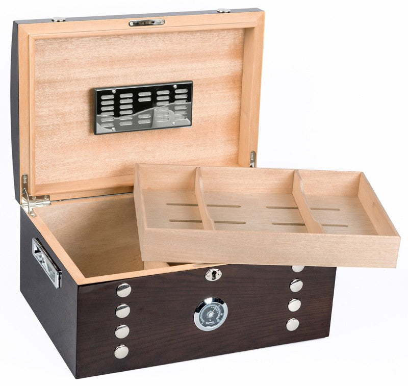 Prestige Import Group Montgomery 150-Cigar Lacquered Desktop Humidor with Tray