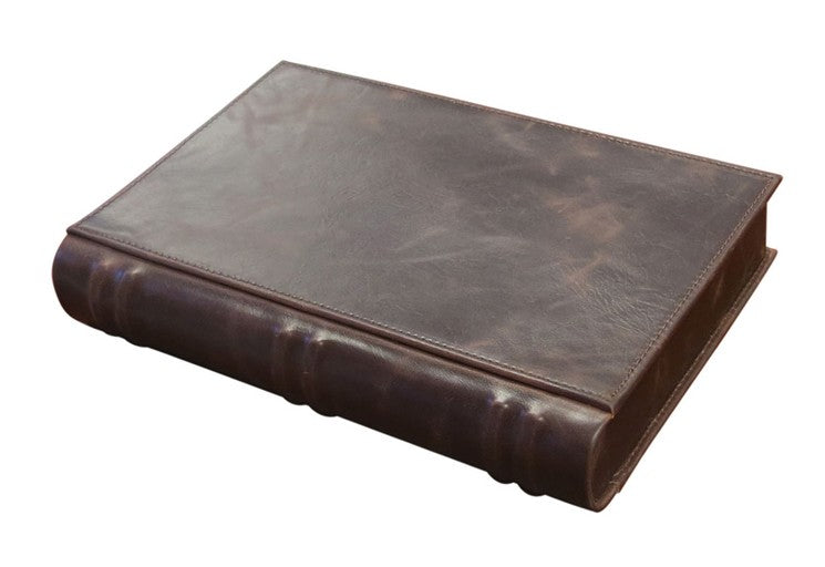 Prestige Import Group Novelist Brown Leather Book Travel Humidor with Tray, Hygrometer, Cutter