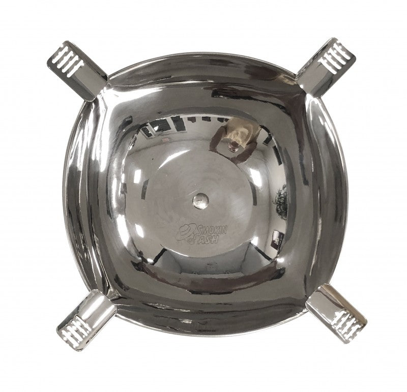 Prestige Import Group Quadrangle Stainless Steel Cigar Ashtray Rounded-Square Tabletop
