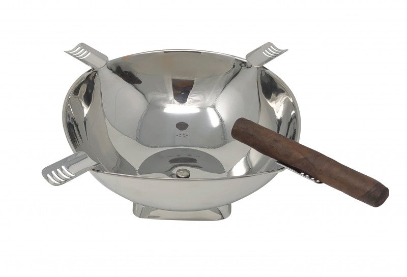 Prestige Import Group Quadrangle Stainless Steel Cigar Ashtray Rounded-Square Tabletop