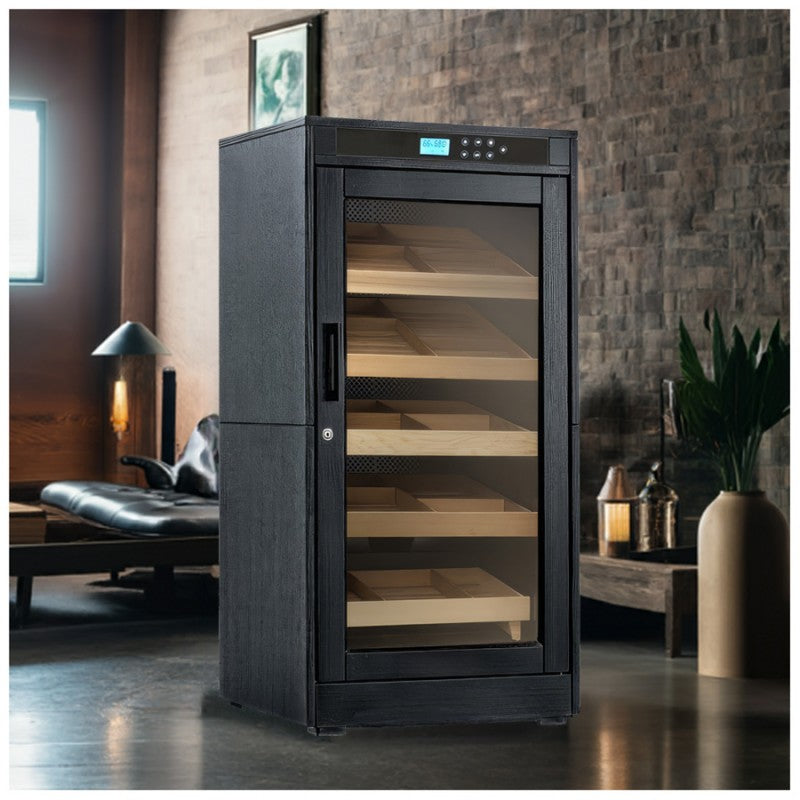 Prestige Import Group Redford Lite Electronic Climate-Controlled Oak Humidor Cabinet