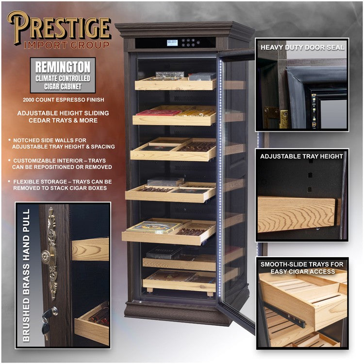 Prestige Import Group Remington Espresso Electronic Climate-Controlled Cigar Cabinet