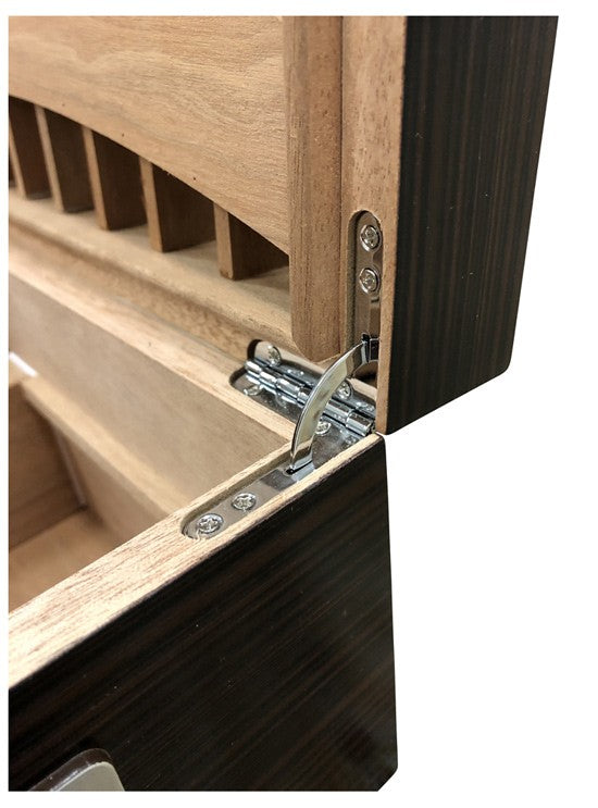 Rockefeller Ebony Desktop Humidor 130-Cigar Spanish Cedar Lined