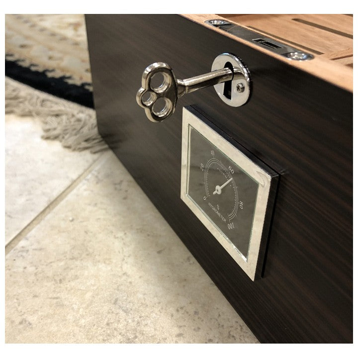 Rockefeller Ebony Desktop Humidor 130-Cigar Spanish Cedar Lined