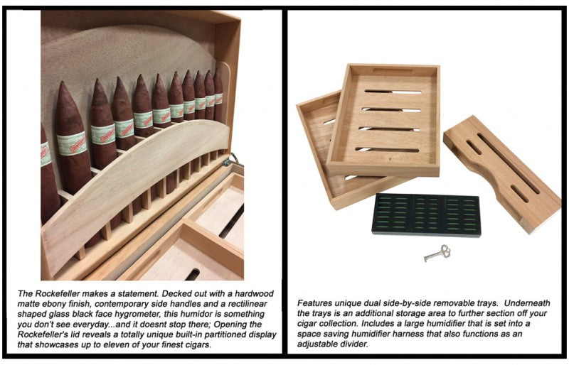 Rockefeller Ebony Desktop Humidor 130-Cigar Spanish Cedar Lined