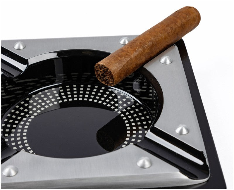 Prestige Import Group Saint Lucia 4-Cigar Black Metal Ashtray