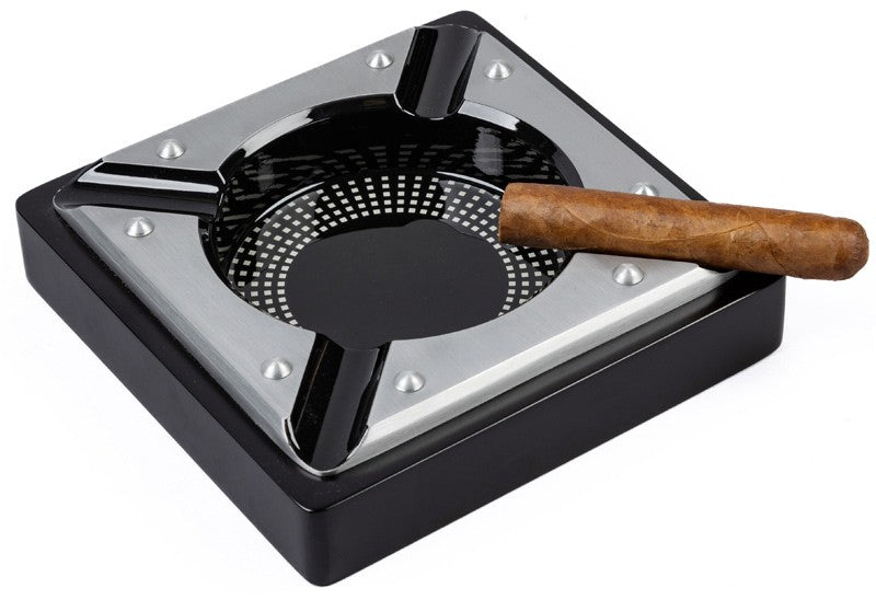 Prestige Import Group Saint Lucia 4-Cigar Black Metal Ashtray