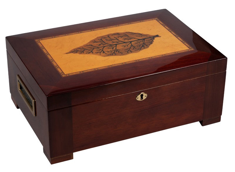 Stetson 150-Cigar Desktop Humidor Dark Burl High-Gloss Inlay