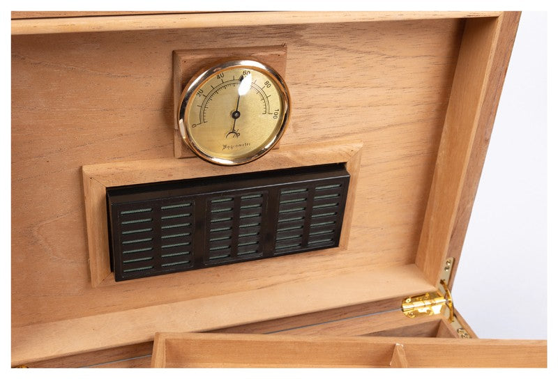 Stetson 150-Cigar Desktop Humidor Dark Burl High-Gloss Inlay