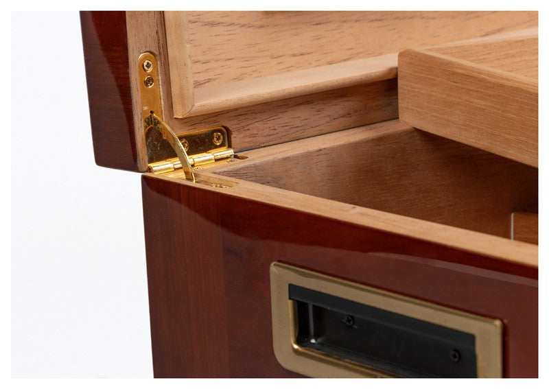 Stetson 150-Cigar Desktop Humidor Dark Burl High-Gloss Inlay