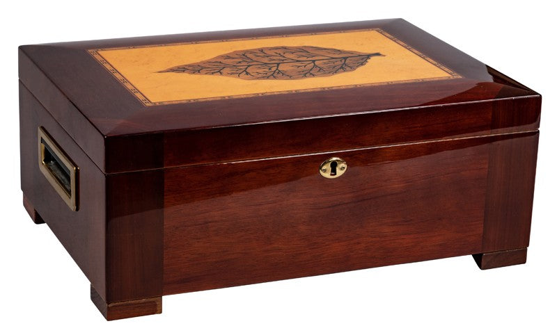 Stetson 150-Cigar Desktop Humidor Dark Burl High-Gloss Inlay