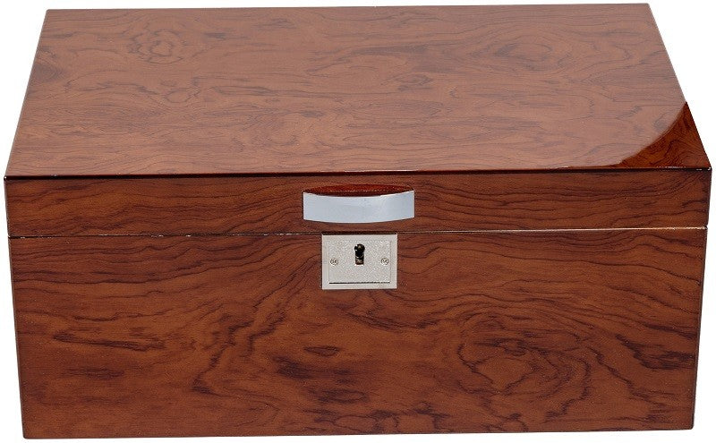 Princeton Bubinga Lacquered Desktop Humidor 130-Cigar Spanish Cedar Lined