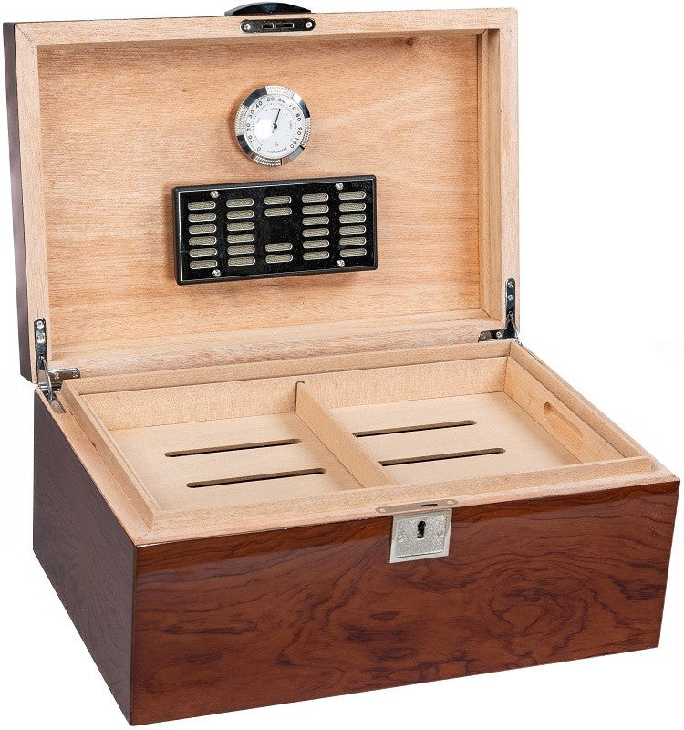 Princeton Bubinga Lacquered Desktop Humidor 130-Cigar Spanish Cedar Lined