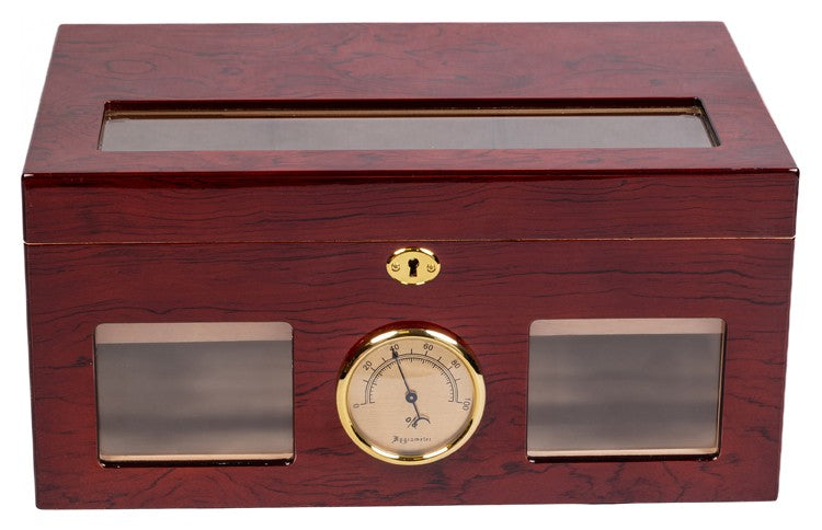 Valencia 120‑Count Desktop Humidor Cherry Lacquer Spanish Cedar