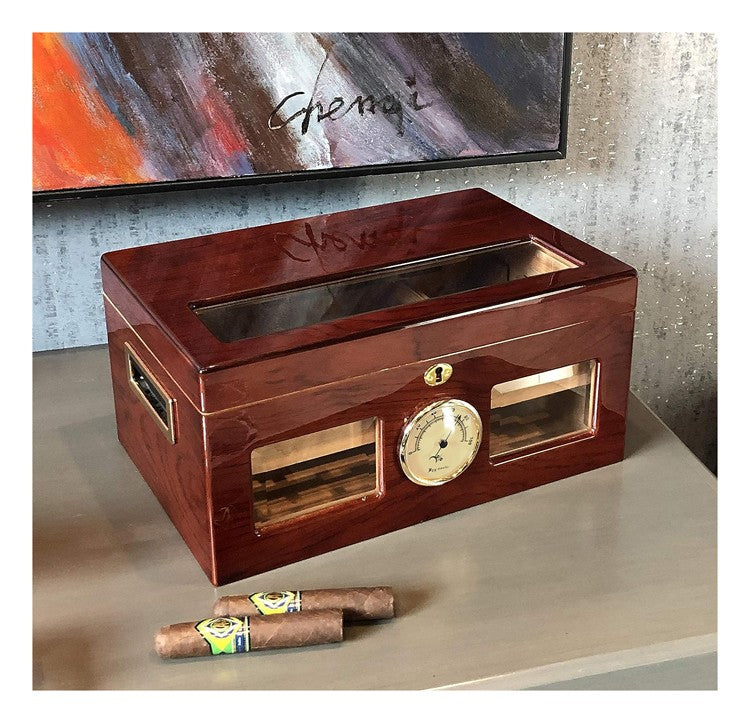 Valencia 120‑Count Desktop Humidor Cherry Lacquer Spanish Cedar