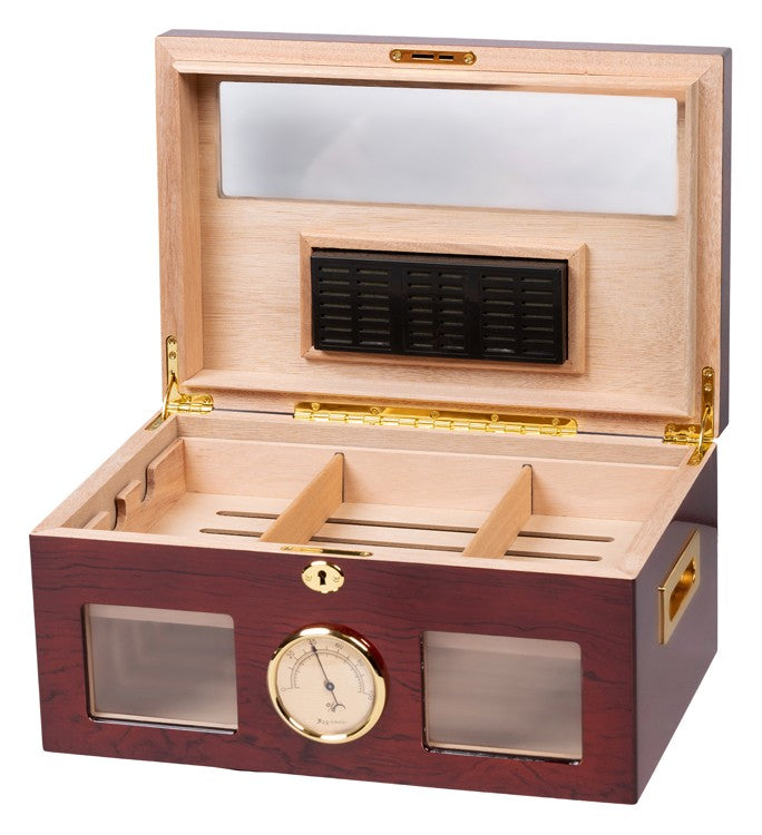 Valencia 120‑Count Desktop Humidor Cherry Lacquer Spanish Cedar
