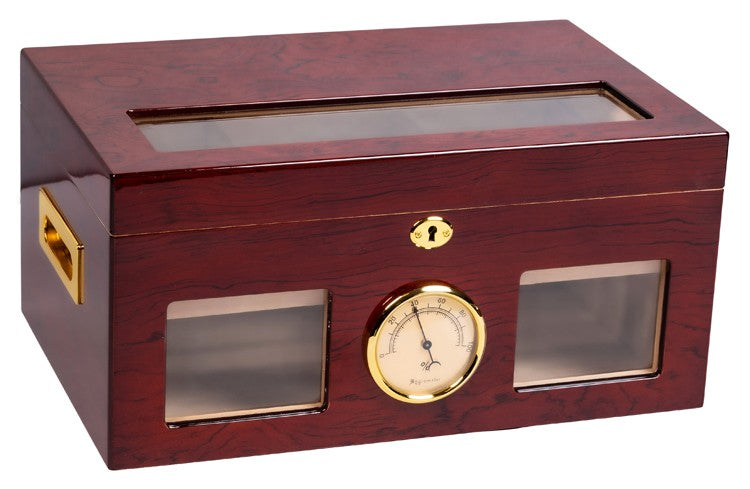 Valencia 120‑Count Desktop Humidor Cherry Lacquer Spanish Cedar