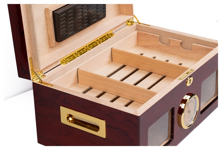 Valencia 120‑Count Desktop Humidor Cherry Lacquer Spanish Cedar