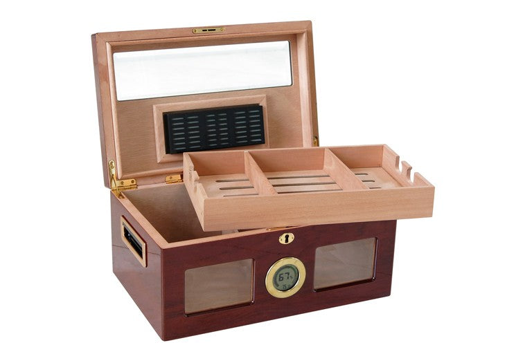 Valencia Digital Desktop Humidor 120 Cigar Golden Cherry Finish