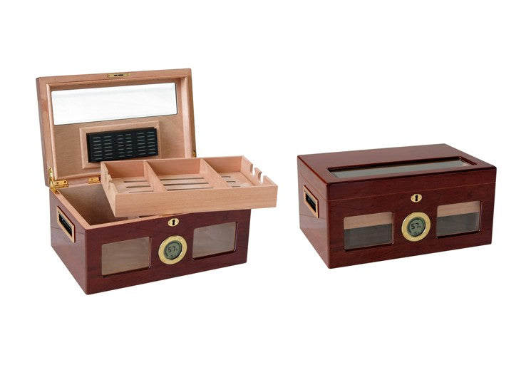Valencia Digital Desktop Humidor 120 Cigar Golden Cherry Finish