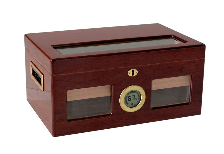 Valencia Digital Desktop Humidor 120 Cigar Golden Cherry Finish