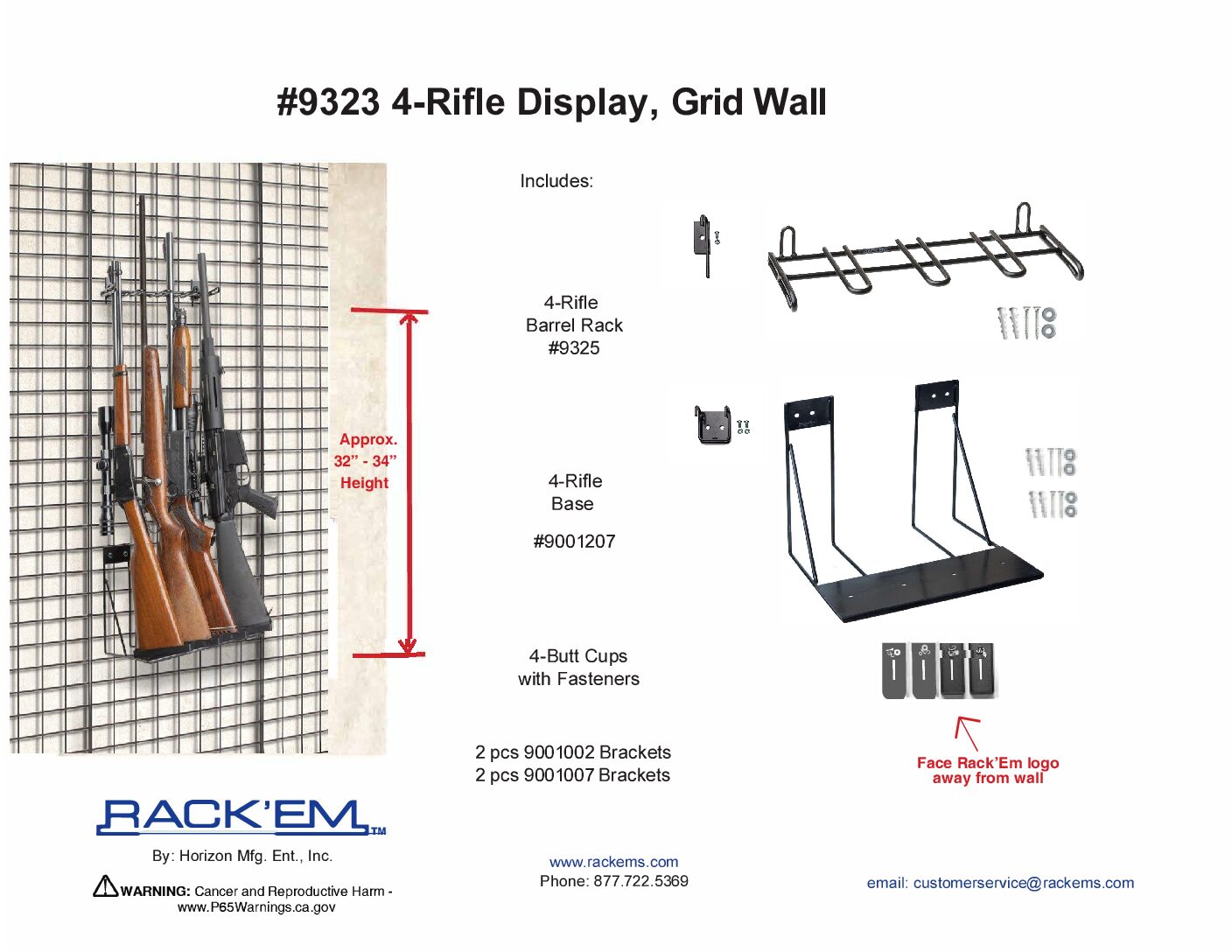 Rackem - 1’ 4 Rifle Wall Display