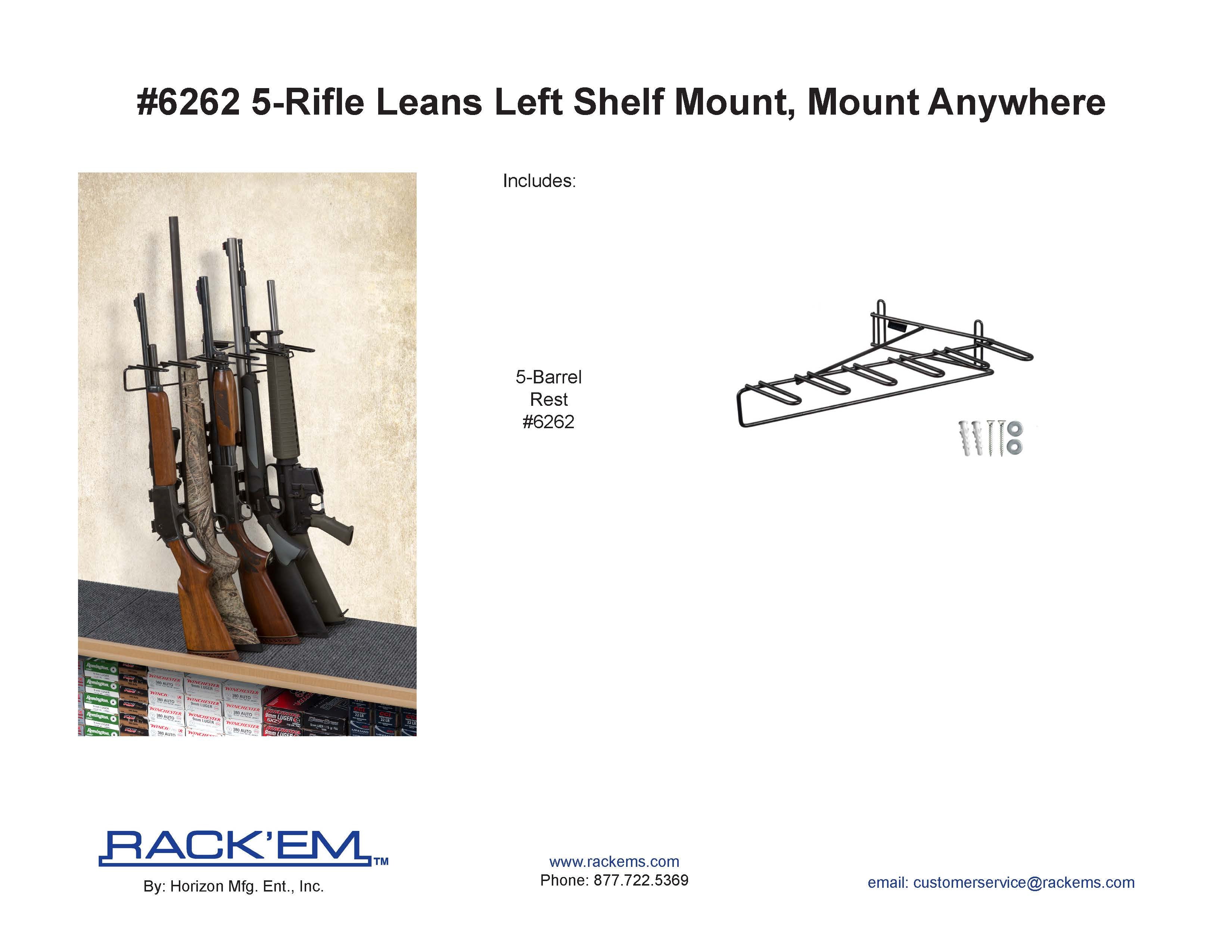 1’ 5 Rifle Leans Left Display Mount Anywhere (SKU: 6262)