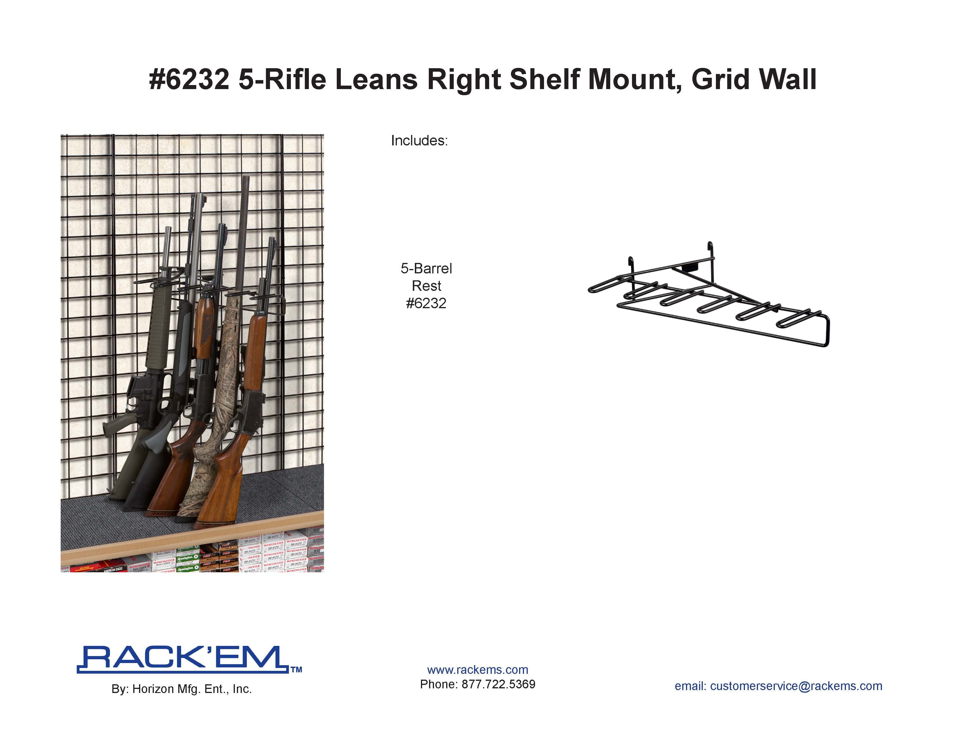 1’ 5 Rifle Leans Right Display Grid Wall (SKU: 6232)