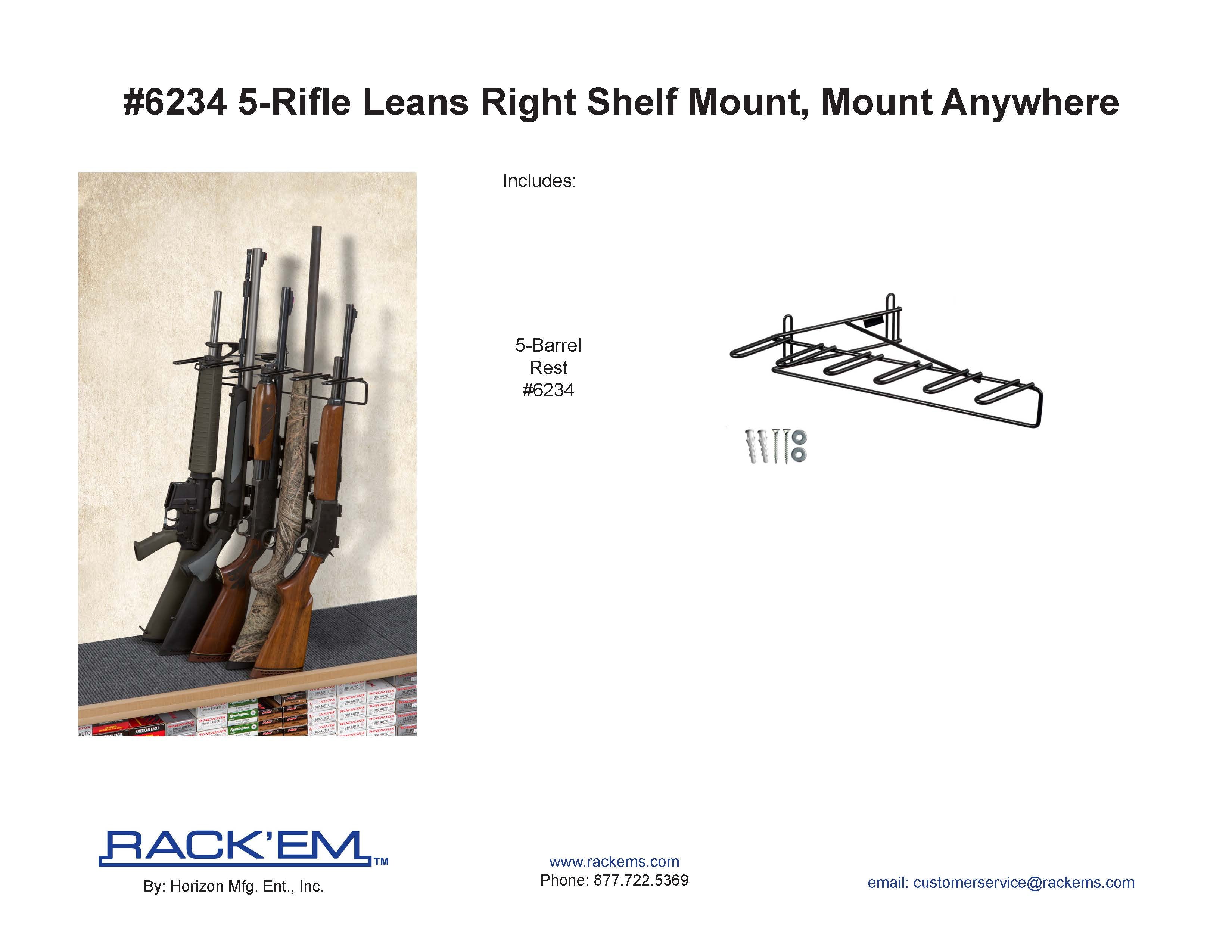 1’ 5 Rifle Leans Right Display Mount Anywhere (SKU: 6234)