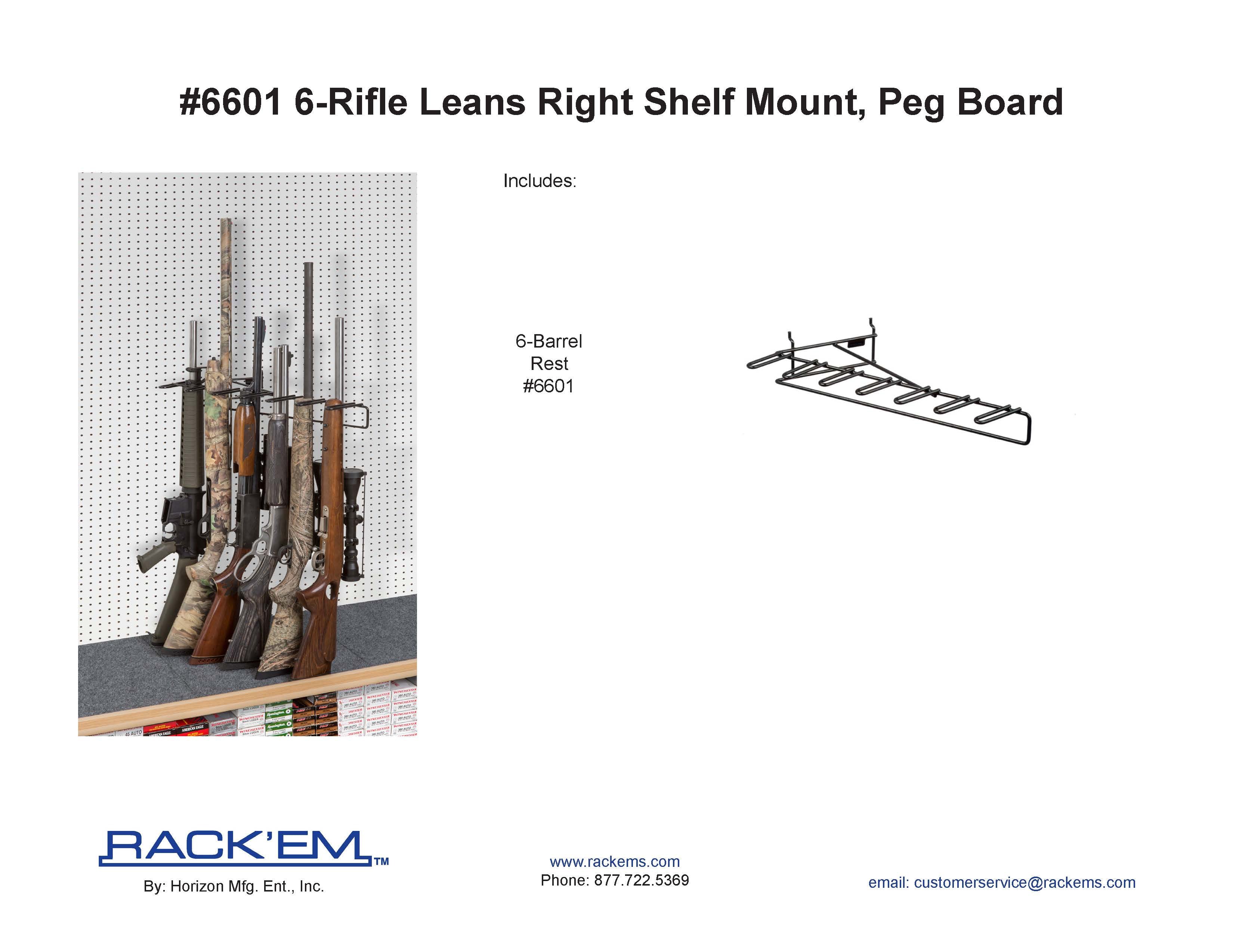 1’ 6 Rifle Leans Right Display Peg Board (SKU: 6601P)